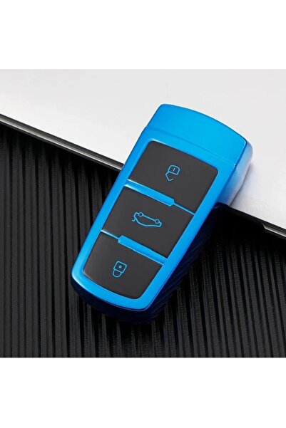 OEM Volkswagen VW CC / Passat B6/B7/3C M6 Smart Key Case - Blue (for start-stop cars)