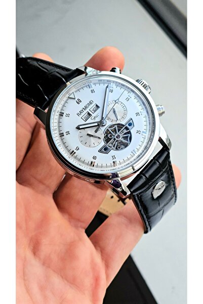 Raymond New Rym-4122 Men's Automatic Wristwatch - Steel Case and Leather Strap - 2 Years Warranty