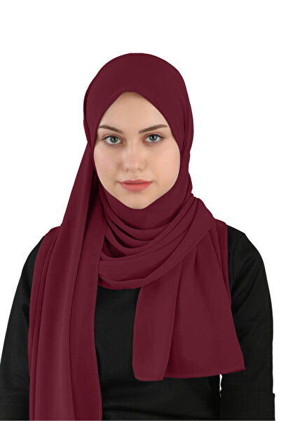 Ecardin شال شيفون جاهز عملي من قماش ساندي - ست 120 بوردو