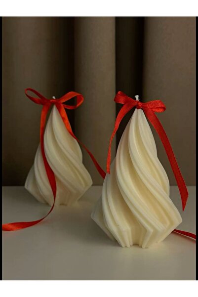 Handmade Decorative Christmas scented soy wax candle - small spiral fir tree