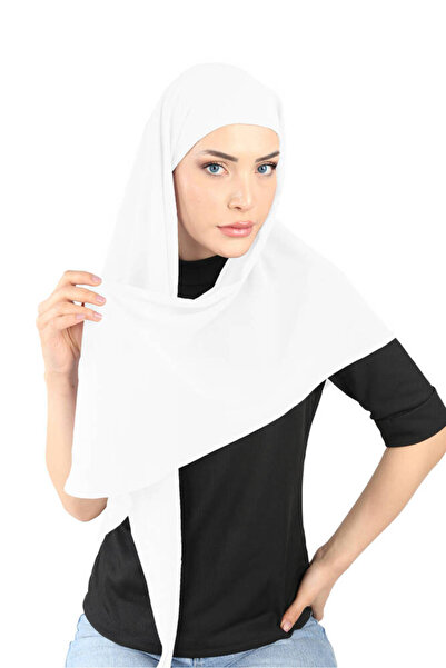 Ecardin وشاح بيضاوي جاهز من قماش الشيفون من بونيلي - ست 103 أبيض