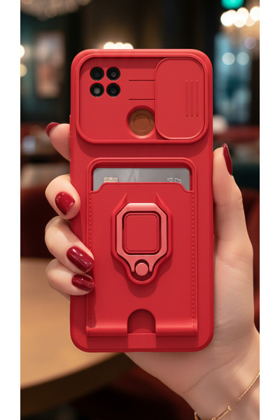 TechTrove Xiaomi Redmi 9C Kılıf Kamera Koruma Sürgülü Kartvizitli Kartlıklı S...