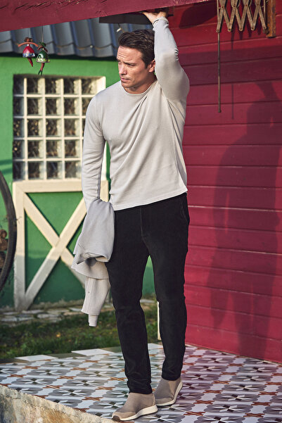 SMILE Kobe Black Cotton Velvet Trousers