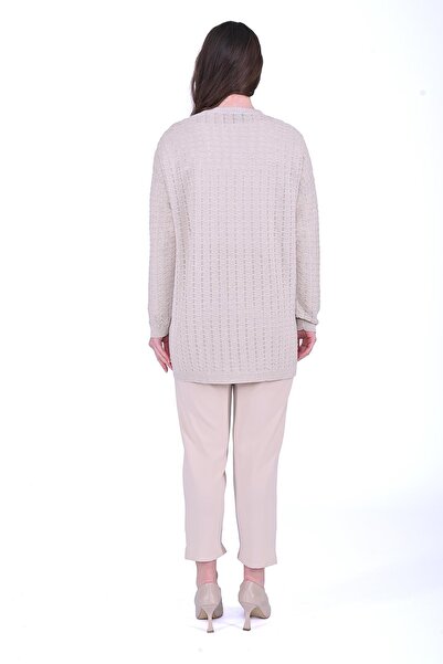 Invee Glitter Ripple Knitwear Tunic Cream