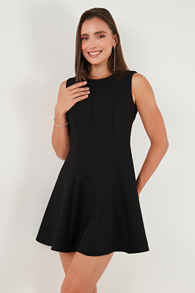 Lela Regular Fit Crew Neck Flared Mini Length Evening Dress Dress 6525647