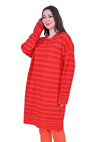 Invee Wave Knitwear Tunic Red