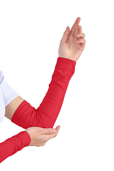 Ecardin Mânecă Pieptănată Hijab Practică - Mânecă Rugăciune simplă - Roșu