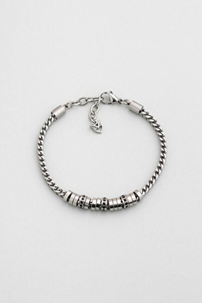 So CHIC... İkonik Detaylı 21 Cm Çelik Erkek Bileklik