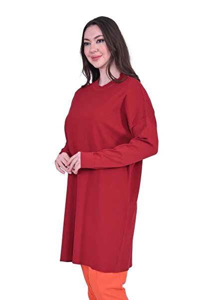 Invee Çubuk Knitwear Tunic Bordo