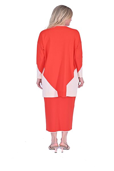 Invee Gometric Knitwear Tunic Oranj