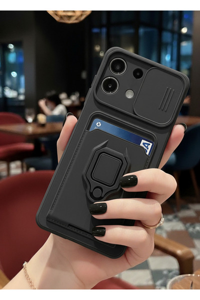 TechTrove Xiaomi Redmi Note 13 4G Kılıf Kamera Koruma Sürgülü Kartvizitli Kar...