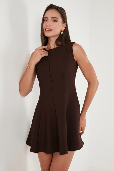 Lela Regular Fit Crew Neck Flared Mini Length Evening Dress Dress 6525647