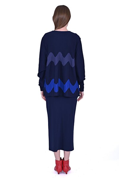 Invee Wave Knitwear Tunic Dark Blue