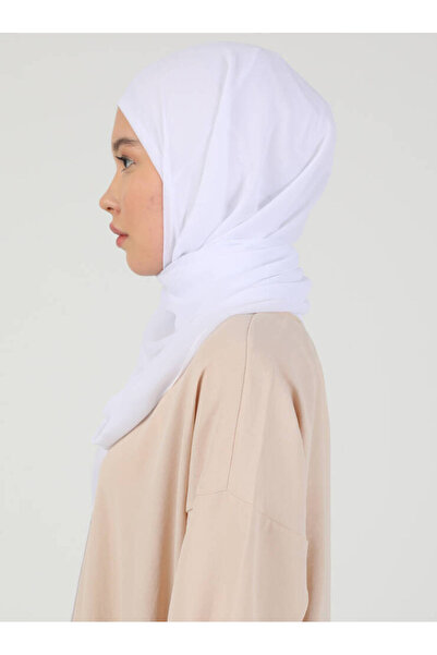 Ecardin Premium Hijab Chiffon Fabric Shawl - St 100 Λευκό