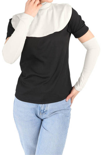 Ecardin Casual Σετ με Καντράν Λαιμού / Μανίκια - ST176 Cream