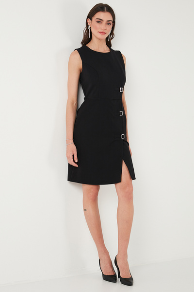 Lela Standard Fit Belted Crew Neck Mini Evening Dress Dress 611El1964