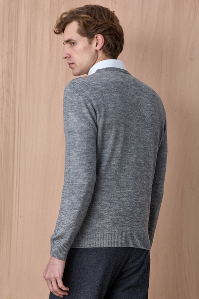 SMILE Fanne Gray Cotton Crew Neck Sweater