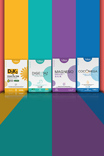 infless 4ü1 Yerde Paket (Magnezyum, D3K2, Omega3, MCT Oil, Sindirim Enzimleri)