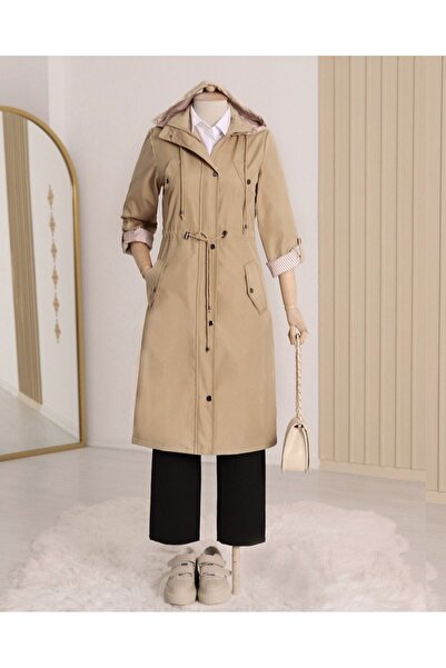 Modamorfo Astarte ριγέ καμπαρντίνα - Light Mink