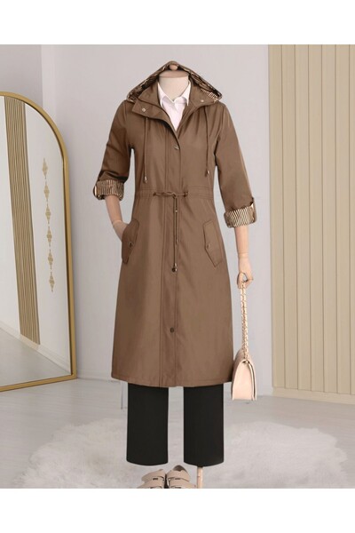 Modamorfo Γήινη ριγέ καμπαρντίνα