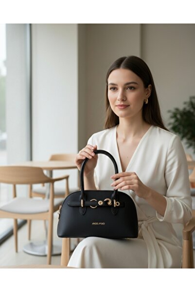 Angel Polo Siyah el ve omuz çantası