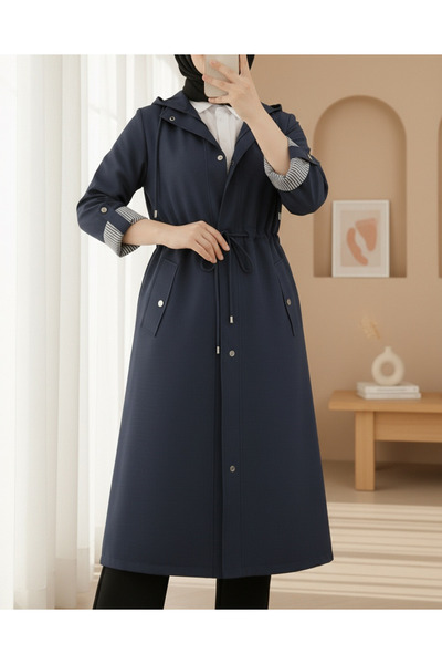 Modamorfo Pruhovaný trenčkot s podšívkou -navy