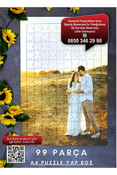 Photo Garage Kişiye Özel Fotoğraflı Yapboz Puzzle - 99 Parça A4 Resimli Pazıl Yapboz Sevgili Hediye