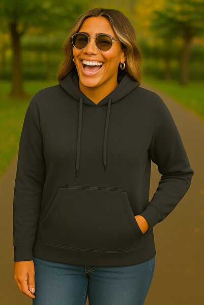 MARKATEM سترة بقلنسوة مع جيب كنغر، مصنوعة من القطن الممشط ثلاثي الخيوط