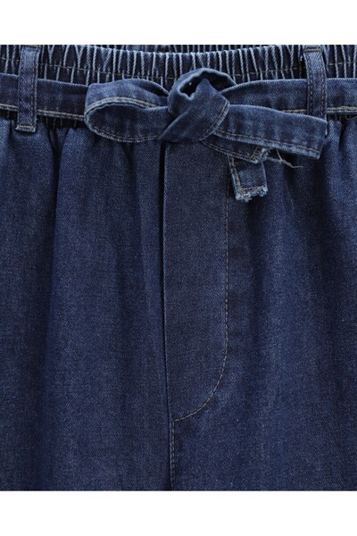 Modamorfo Wide leg elastic waist belted jeans -indigo