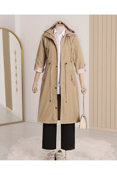 Modamorfo Astarte ριγέ καμπαρντίνα - Light Mink