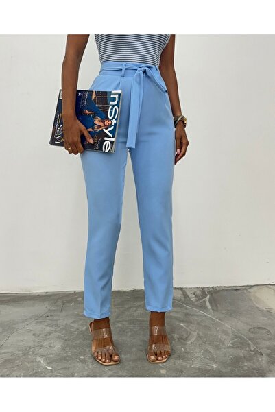 Modamorfo Belted Ankle Pants - Baby Blue