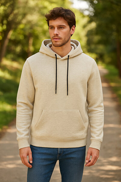 MARKATEM Hooded Kangaroo Pocket 3-Thread Cotton Combed Sweatshirt