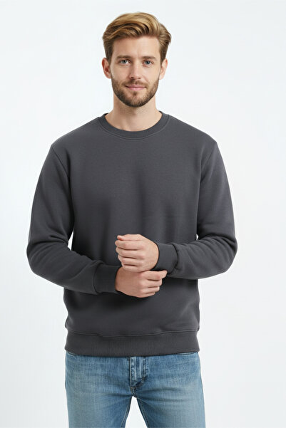 Veleno Hanorac pentru bărbați, negru, cu guler rotund, cu 3 fire, cu fleece l...