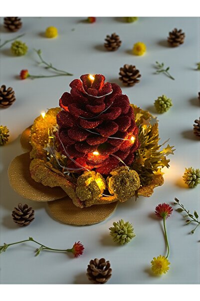 Bukiro زينة طاولة رأس السنة الجديدة، زينة طاولة ملونة على شكل مخروط أحمر، مخر...