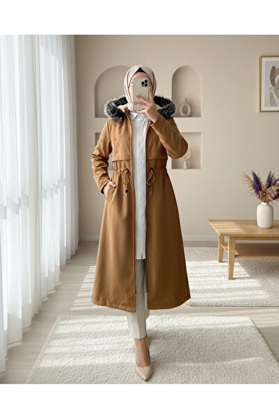 Modamorfo Dlouhý kabát s kapucí Metal Star Detailed - opálení