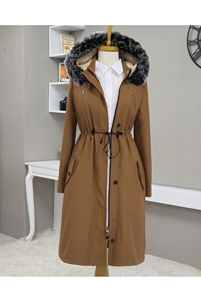 Modamorfo Dislocation Hooded Tunnel Lace Short Coat - Tan