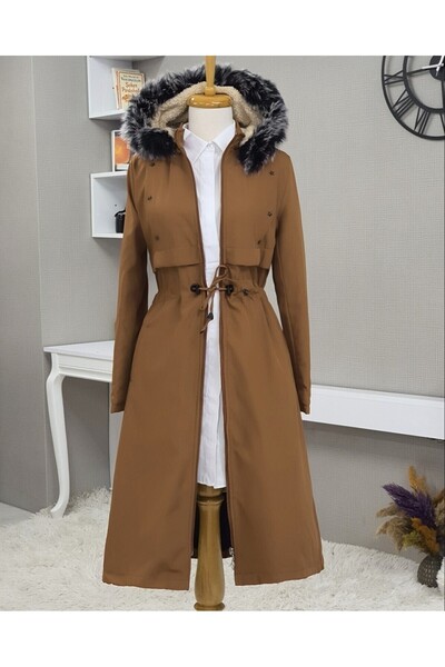 Modamorfo Dlouhý kabát s kapucí Metal Star Detailed - opálení