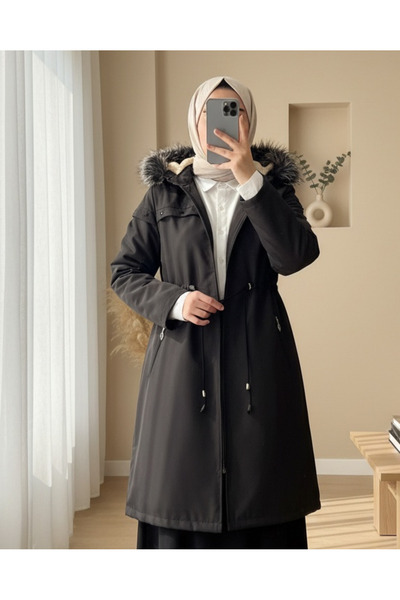 Modamorfo Пальто з капюшоном і металевими деталями - чорне