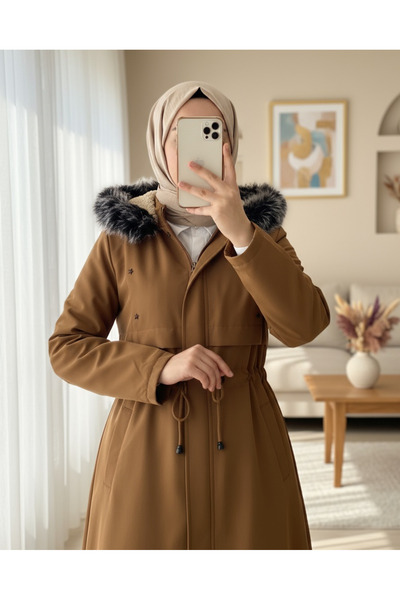 Modamorfo Dlouhý kabát s kapucí Metal Star Detailed - opálení