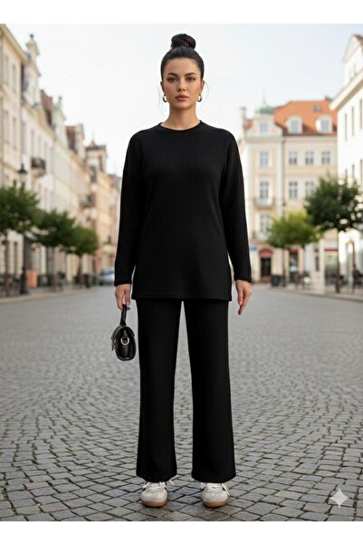 EYLANA Crew Neck Cotton Knitwear Set