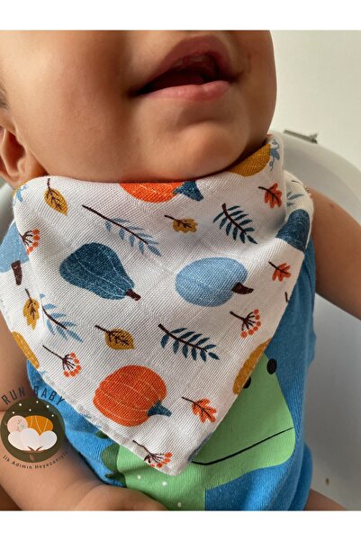 runbaby Muslin Fabric Snap Fastener Baby Drool & Scarf Bib (Pumpkin)