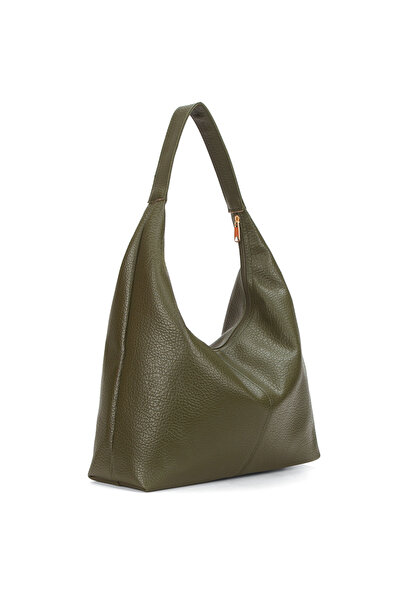 Adelina Bags Geantă de umăr și tote mare, verde kaki, cu textura moale pentru femei