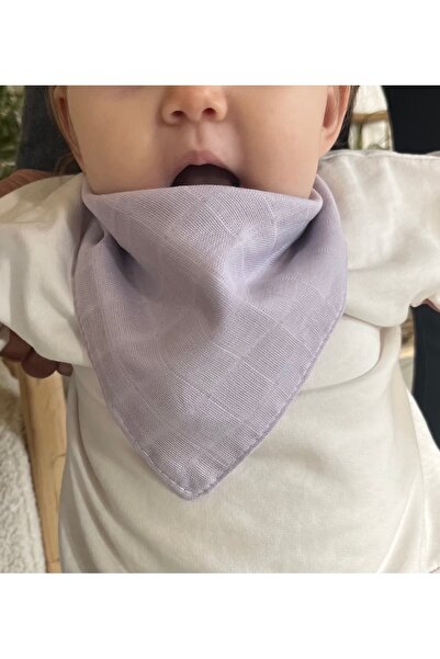 runbaby Muslin Fabric Snap Fastener Baby Drool Bib & Scarf (Lilac)