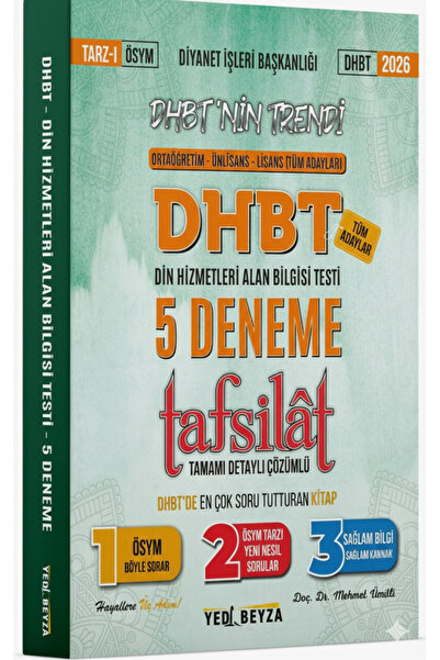 Yedi Beyza Yayınları 2026 Dhbt Tafsilât 5 Deneme Tamamı Çözümlü Mehmet Ümitli