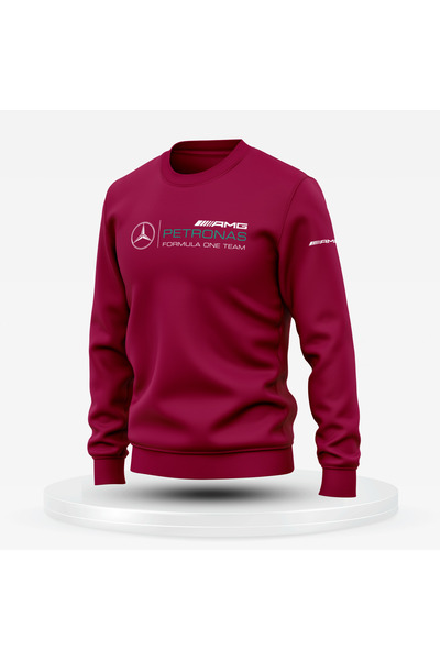 Bulvar Lee سويت شيرت رجالي مطبوع برقبة دائرية من مرسيدس بنز / سيارة