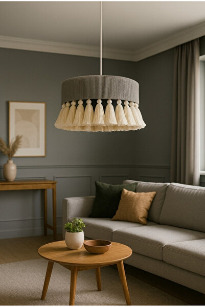 JUTUAL DEKOR Antrasit Gri Makrome Avize , Bohem Avize , Soft Avize - Elegante...