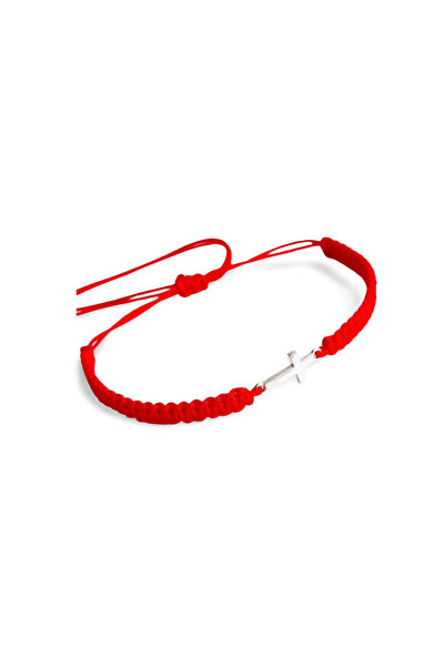 KESKİN GÜMÜŞ 18 Ayar Altın Kaplama Marteniçka Kırmızı Ip Sade Haç Tasarım Zar...