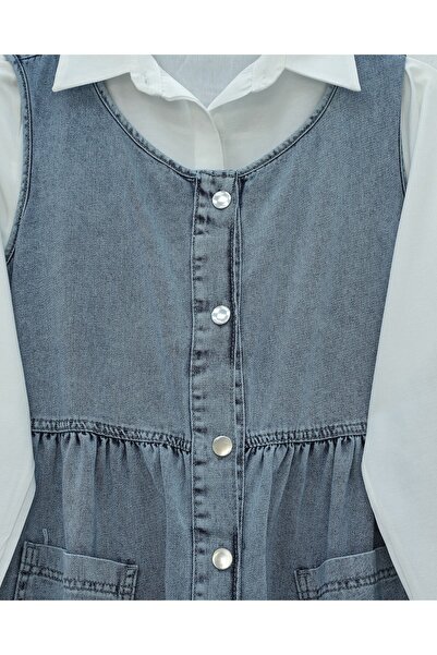 Modamorfo Τζιν με μισό κουμπί διπλή τσέπη μηδενικό μανίκι Gilet - Ice Blue