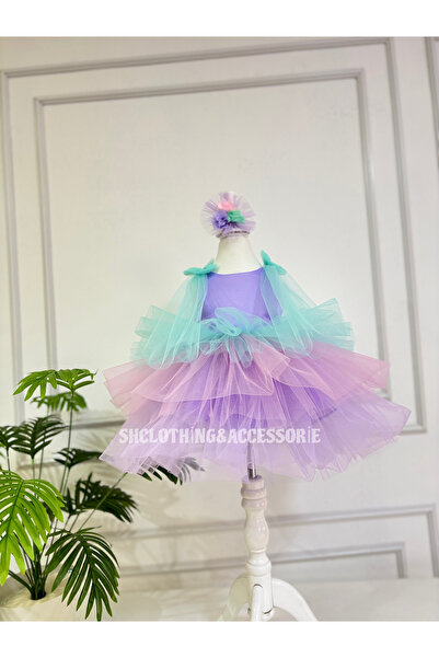 SHClothing accessories Kız Çocuk , Bebek Doğum Günü Parti Elbisesi(Tokası Kli...
