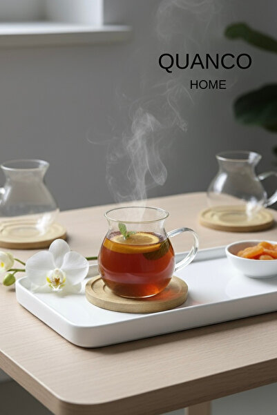 quanco Çay Bardağı-3' Lü Borosilikat Cam Çay Bardağı /Şık Tasarım / Rahat Kul...